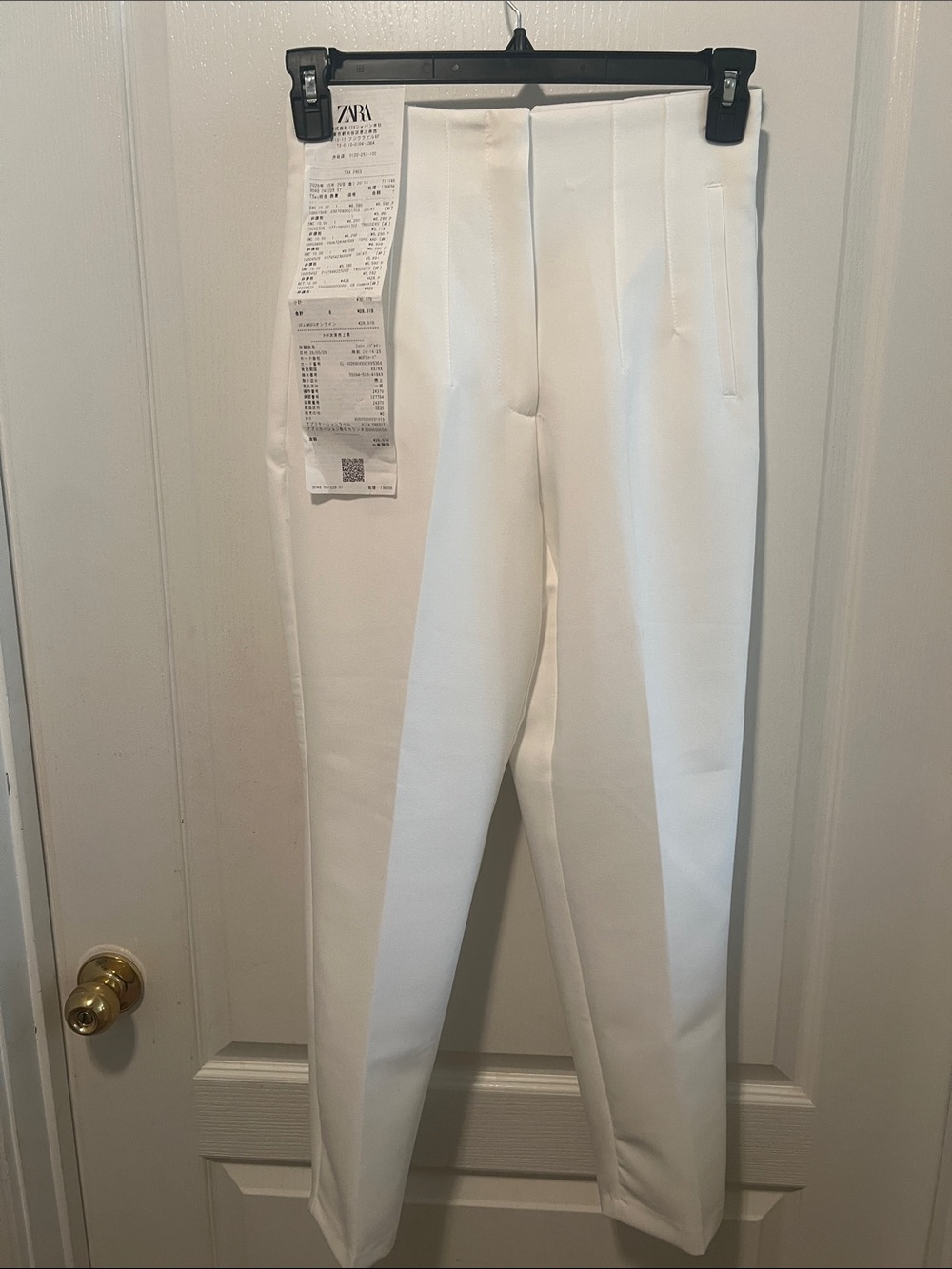Zara White Tailored High-Waist Trousers